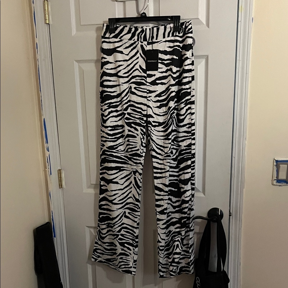 Zebra Print Wide Leg Pants